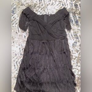 Elegant Black Fringe Dress